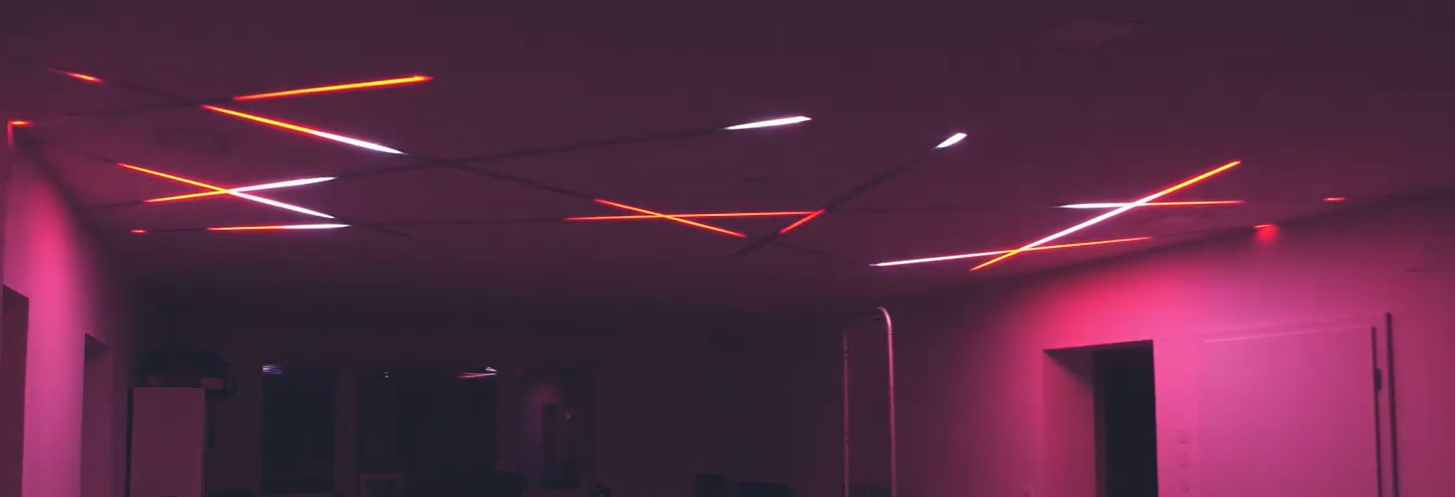 Ceiling lights with striking LED strips