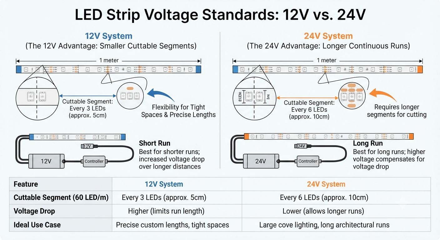 Vergleich zwischen 12-V- und 24-V-Analog-LED-Streifen