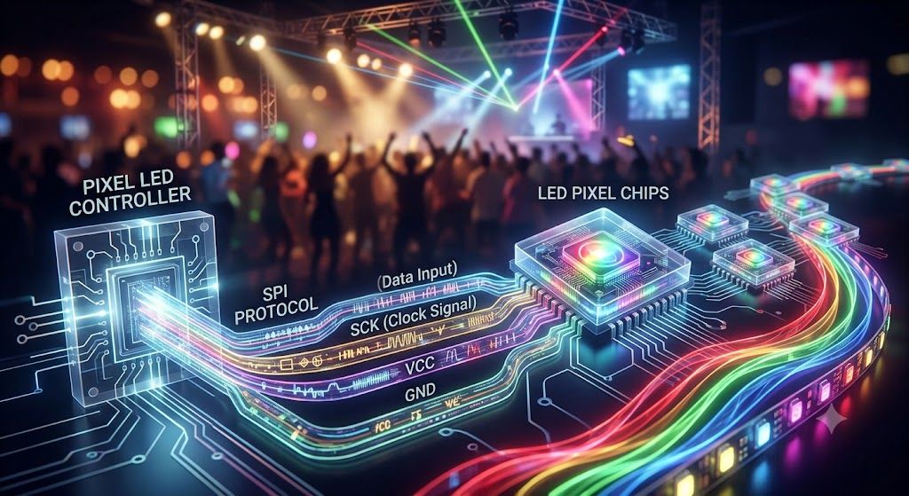 Controller “talking” to LED chip over SPI protocol
