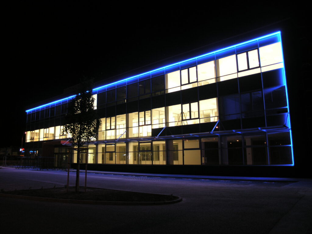 Blue strip used to light up the building façade